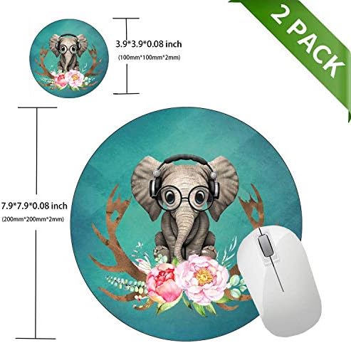 Yuvarlak Mouse Pad ve Bardak Seti, sevimli Bebek Fil Çiçek Mousepad, kaymaz Kauçuk Yuvarlak Oyun Mouse Pad, özelleştirilmiş Fare
