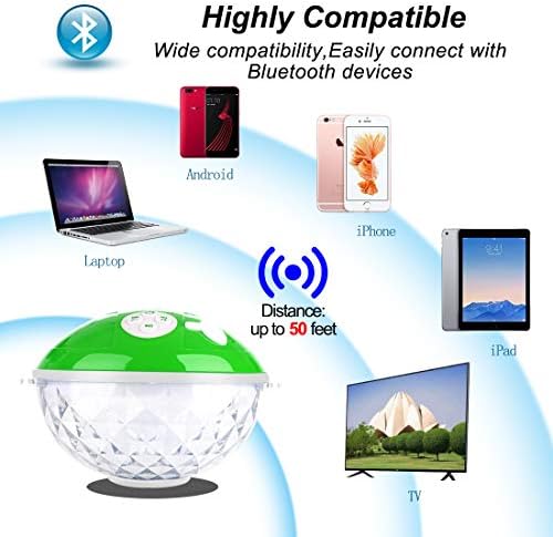 Su geçirmez taşınabilir Bluetooth hoparlör, ışık gösterisi ile Blufree kablosuz duş Hoparlör, dahili Mikrofon, 50ft Kablosuz
