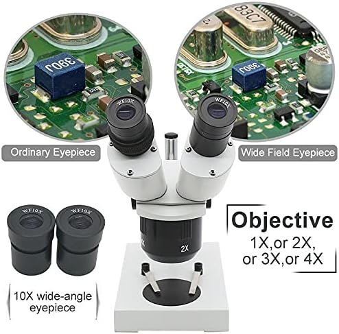 NCWZYY 10X-20X-30X-40X Binoküler Stereo Mikroskop Işıklı Endüstriyel Mikroskop w/Mercek için İzle Onarım PCB Muayene (Boyut:
