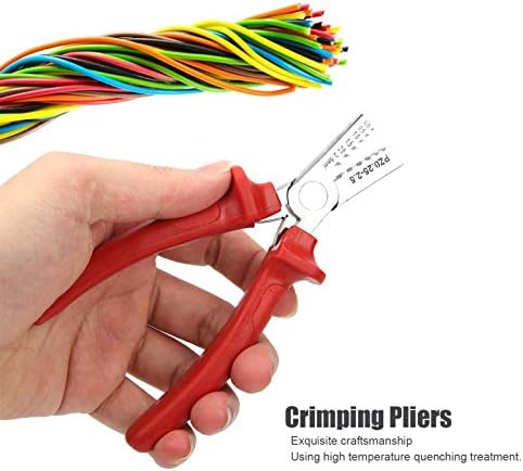 Kablo Pense Kırmızı Tel Sıkma Stripper Pense Elektrikçi Araçları Sıkma Aracı, Sıkma Kapasitesi 0.25‑2.5mm2