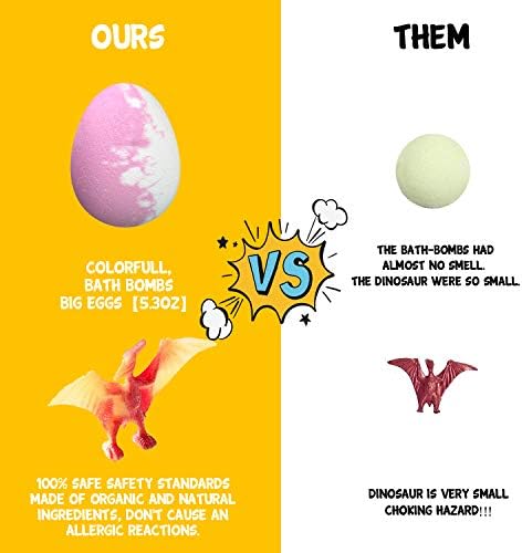 Çocuklar için Banyo Bombaları, Paskalya Yumurtası-Kabarcık ve Spa Banyosu için Mükemmel, Dinozor Sürprizli 12 Renkli Yumurta