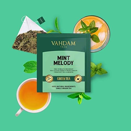 VAHDAM, Yeşil Çay Örnekleyici, 5 Çay-Çay Çeşitliliği Paketi / Çeşitli Yeşil Çay Poşetleri / Organik Yeşil Çay, Nane, Earl Grey,