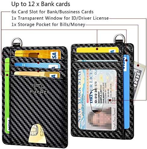 FurArt İnce Minimalist Cüzdan, Ön Cep Cüzdan, RFID Engelleme, Kredi kartı tutucu ile Sökme D-Kelepçe