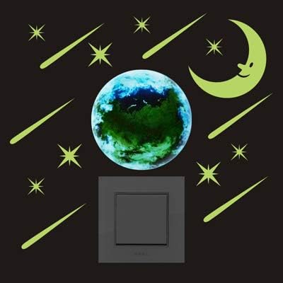 ILOKY 1 adet Meteor Toprak Aydınlık Anahtarı Sticker Glow Karanlık Sticker Floresan Ay Yıldız Sticker Çocuk Odası Dekorasyon