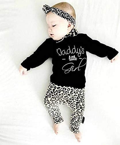 Yenidoğan Çocuk Bebek Kız Üzgünüm Erkek Baba DİYOR HİÇBİR Kalma Üst T-Shirt Leopar Pantolon + Kafa Bandı Sonbahar kıyafet seti