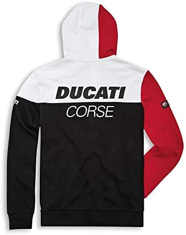 Ducati Bayan Corse DC Parça Kapşonlu Tam Fermuarlı Sweatshirt (XS) Beyaz, Kırmızı, Siyah