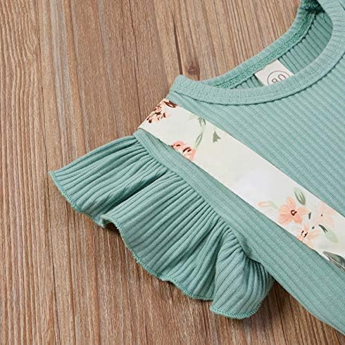 Toddler Bebek Kız Giysileri Örme Fırfır Kollu T-Shirt Çiçek Bowkont Askı Şort Bloomers Kafa Kıyafetler