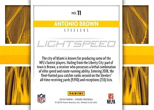 2018 Panini Futbol Lightspeed 11 Antonio Brown Pittsburgh Steelers NFL Ticaret Kartı