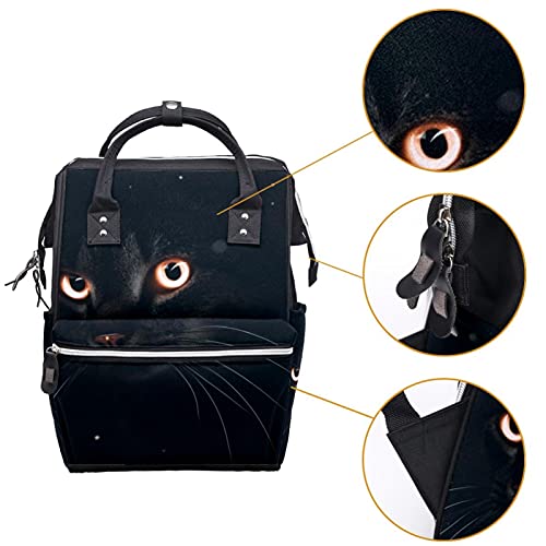 Parlayan Gözler ıle siyah Kedi Bezi Bez Çantalar Mumya Sırt Çantası Büyük Kapasiteli Bez Torba Hemşirelik Seyahat Çantası Bebek
