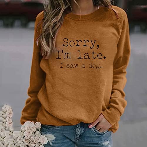JeashCHAT Benim Köpek Benim Terapist Gömlek Komik Mektup T Shirt Bayan Uzun Kollu Yuvarlak Boyun Kazak Bluz Tops