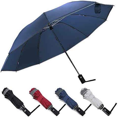 ZOORON Ters Şemsiye Kompakt Rüzgar Geçirmez Katlanabilir 10 Kaburga Otomatik Açık ve Yakın Katlanır Küçük Seyahat Ters Şemsiye