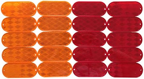MAXXHAUL 50016 Oval Reflektörler 10 Kırmızı-10 Amber Kendinden Yapışkanlı Veya Matkap Dağı-NOKTA, 20 Paket