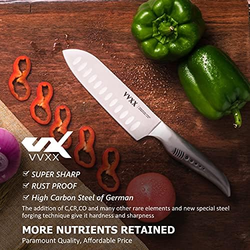 VVXX Santoku Bıçak 6 inç,Çok Amaçlı Mutfak Şef Bıçakları Acemi için Uluslararası Klasik Evrensel Pişirme Bıçağı Paslanmaz Çelik