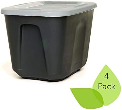 ECOstorage Standart Geri Dönüşümlü Plastik Saklama Kabı, 10 Galon, Siyah, 4 Paket