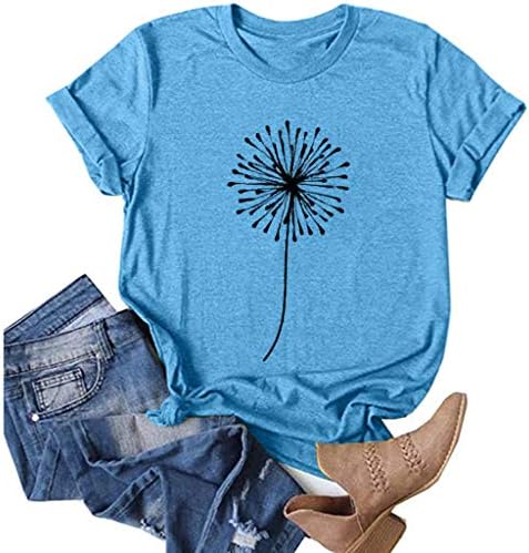 Portazai Ayçiçeği Gömlek Kadın Artı Boyutu Rahat Üstleri Bluzlar Yaz Kısa Kollu Gevşek T Shirt Grafik Tees