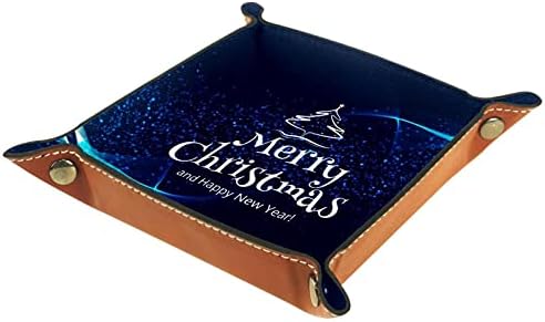 Galaxy Merry Christmas Pratik Mikrofiber Deri Depolama Tepsisi-Ofis Masası Tepsi Başucu Caddy Depolama Organizatör Cüzdan için