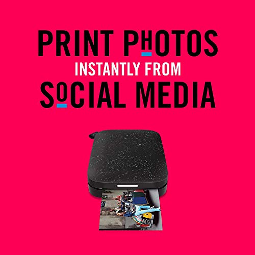 HP Sprocket Fotoğraf Yazıcısı (2. Baskı) Sosyal Medya Fotoğraflarını 2x3 Yapışkan Destekli Kağıda (Siyah) + Fotoğraf Kağıdına