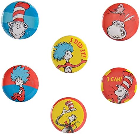 Dr. Seuss Metal Düğmeler / 1 11/16 x 1 11/16 / 12 Ct.