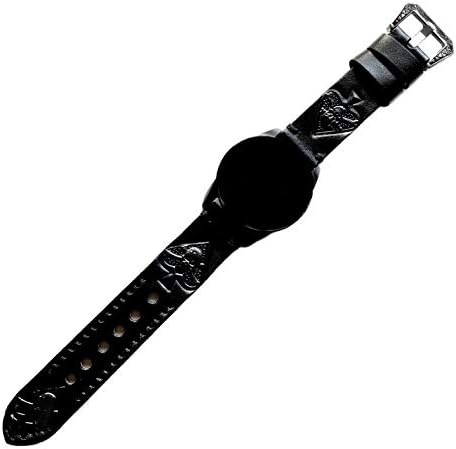 NİCKSTON Kabartmalı Maça Ası Hakiki Deri Band 22mm ve 23mm Lug Genişliği ile Uyumlu Spor Lüks Akıllı Saatler Siyah Kayış (5 .