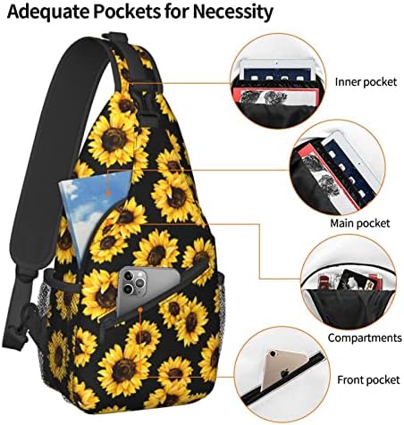 Tek kollu sırt çantası Crossbody Çanta Kadın Erkek Ayçiçeği tek kollu çanta Seyahat Yürüyüş Omuz Göğüs Çantası Sırt Çantası Unisex