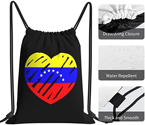 İpli sırt çantası aşk Venezuela bayrağı kalp dize çanta Sackpack spor salonu alışveriş spor Yoga için