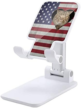 Kedi Görünüyor Delikten ABD Bayrağı Ayarlanabilir Cep telefon standı Katlanabilir Taşınabilir Tablet Tutucu Ofis Seyahat Çiftlik