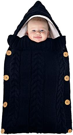 Yenidoğan Bebek 0-8 ay Bebek Uyku Wrap Kış Sıcak Örme Kundak Battaniye Uyku kundak battaniyesi, 70X35 cm