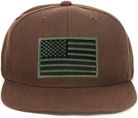 Armycrew Gençlik Çocuk Boyutu Zeytin Amerikan Bayrağı Yama Düz Bill Snapback beyzbol Şapkası