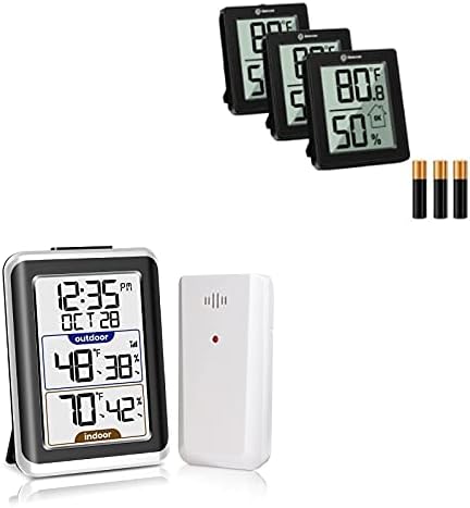Geevon 8666-3 Dijital Higrometre Kapalı Termometre Odası Nem Ölçer ile Pil + 8688 Kapalı Açık Termometre Kablosuz Dijital Higrometre