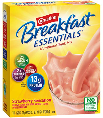 Karanfil Kahvaltı Essentials Toz İçecek Karışımı, Çilek Hissi, 1.26 Onsluk Paketler, 30 Sayım