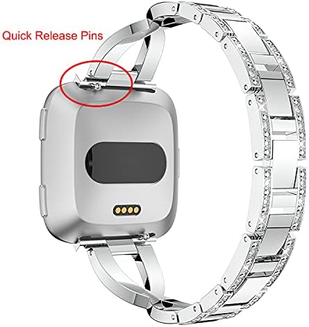 Coqibel Watch Band Fitbit ile Uyumlu Versa / Versa 2 / Versa Lite / Versa SE, ayarlanabilir Tutuşunu Paslanmaz Çelik X-Tasarım