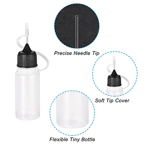 MECCANIXITY İğne İpucu Şişe Hassas Plastik Aplikatör ile Siyah Kap için DIY, Temizlik, Onarım, Sıvılar, 10 ml, 10 Paket