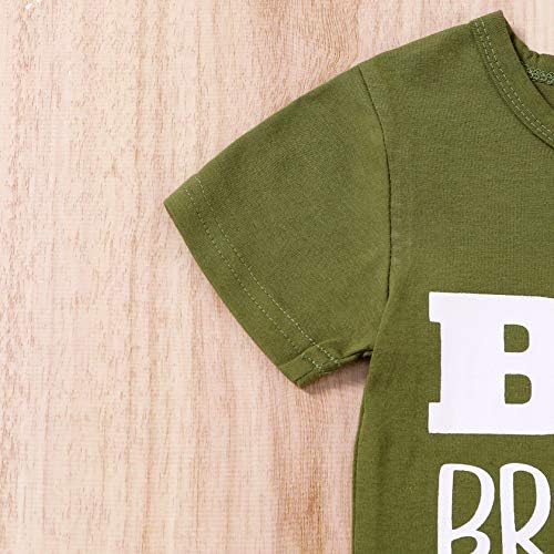 Yenidoğan Erkek Bebek Kız Giysileri Küçük Kardeş/Kardeş Mektup Baskı Romper + Kamuflaj Pantolon 3 Adet Bebek Kıyafet Seti