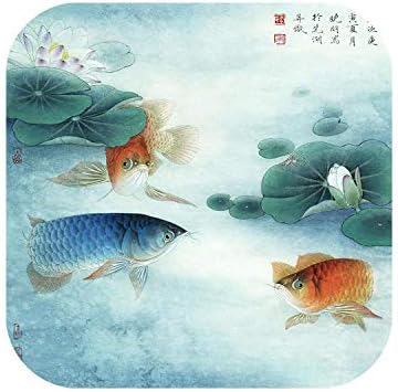 Nakış Kiti Crewel / DIY Bitmemiş 100 % Dut Ipek Suzhou Nakış Desenleri Setleri El Yapımı Oya Kitleri Lotus ve Balıklar-40x40cm-