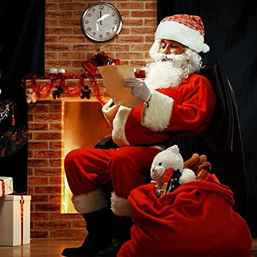 Vanproo 4 Paket Peluş Noel Santa Şapka, noel Ekose Kar Tanesi Şerit Santa Şapka ile Beyaz Manşetleri Peluş Kumaş Noel Şapka Noel