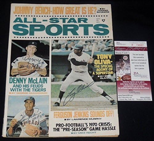 Tony Oliva, Fergie Jenkins, Denny Mclain İmzalı 1970 Dergisi-Jsa Coa! - İmzalı Major League BASEBALL Dergileri