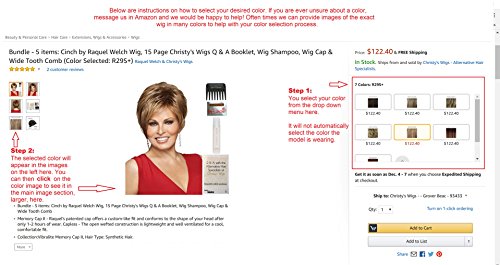 Paket - 5 Ürün: Raquel Welch, Christy's Wigs Soru-Cevap Kitapçığı, 2oz Seyahat Boyu Peruk Şampuanı, Peruk Başlığı ve Geniş Diş