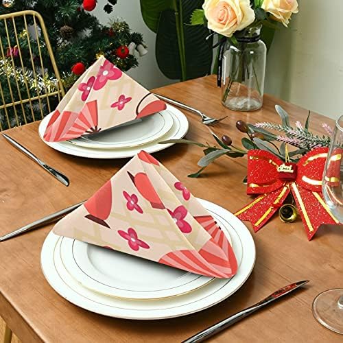 Aile Yemekleri, Düğünler, Mutfak, Şükran Günü, Noel, Partiler için YUEND Saten Kumaş Peçeteler (20 x 20 İnç) - Japon Bahar Kiraz