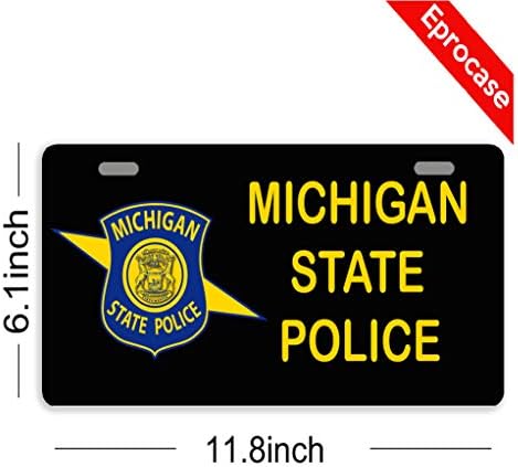 Eprocase Plaka Michigan State Polis Plaka Kapak Dekoratif Araba Etiketi Işareti Metal Oto Etiketi Yenilik Ön Plaka 2 Delik (11.8
