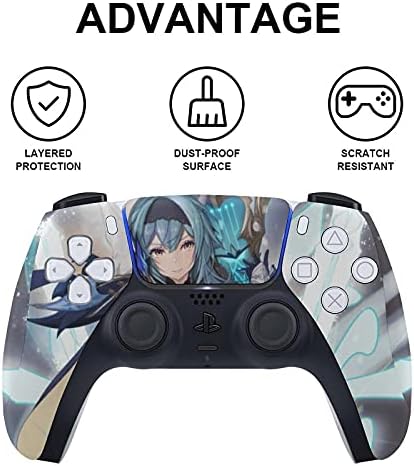 ZHENGJC Anime Kız Genshin Darbe PS5 Denetleyici Cilt Vinil Sticker Çıkartma Kapak Playstation 5 Konsolu ve Kontrolörleri için,