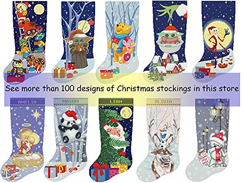 Çapraz Dikiş Desen Noel Stocking PDF, Goodnight Ay Modern Sayılan Kolay Yazdırılabilir Sevimli Basit DMC Çapraz Dikiş Grafik
