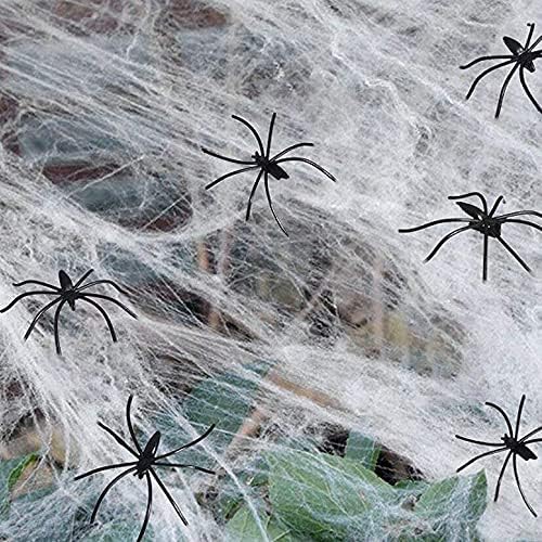 UOUYOO Cadılar Bayramı Örümcek Ağı 215 sqft ile 10 Sahte Örümcekler, örümcek Ağları Süper Streç Örümcek Ağları Cadılar Bayramı