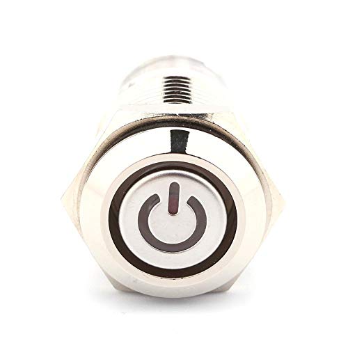 Metal basmalı anahtar, 1 adet 12 V Kırmızı LED ışık Metal Basma düğmesi Su Geçirmez Metal LED on/Off Anahtarı Araçlar için
