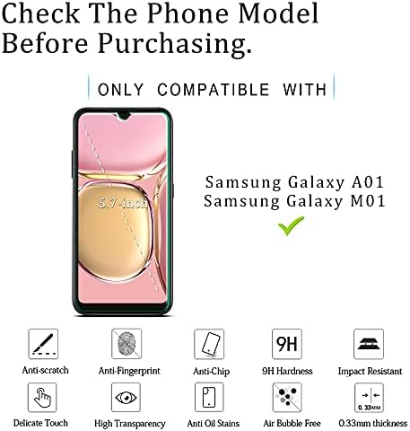 (2'li Paket) Samsung Galaxy A01 için KATIN Ekran Koruyucu, Galaxy M01 Temperli Cam Kabarcık Yok, 9H Sertlik, Kurulumu Kolay,