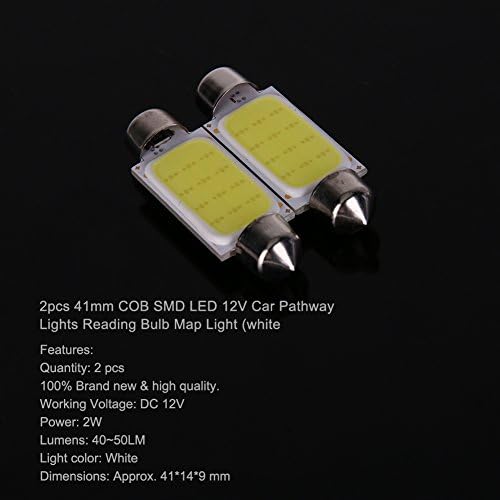 Araba kubbe okuma ışıkları Awakingdemi 2 adet 41mm COB SMD LED 12 V araba okuma ampul harita ışık (beyaz ışık)