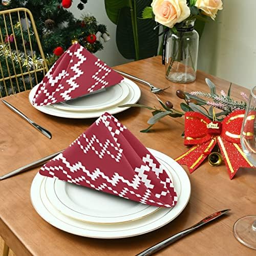 Kırmızı Noel Fair Isle Textur Bez Peçeteler Yıkanabilir mutfak masa süsü Peçeteler 20 inç Ev Partisi için 1 Set
