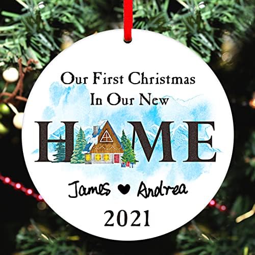 SİCOHOME Yeni Evimizdeki İlk Noelimiz 2021,3 Kişiselleştirilmiş Yeni Ev Yılbaşı Süsü, Seramik, Özel Ev Yılbaşı Süsü,Yeni Ev Süsü,