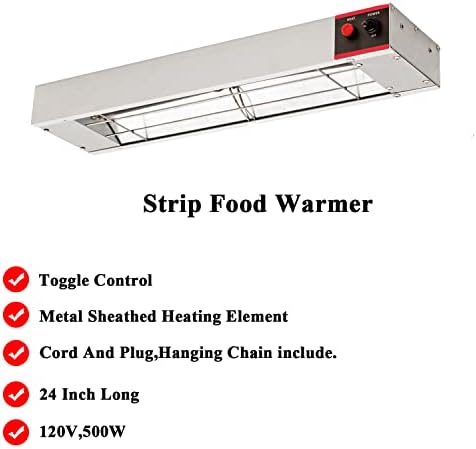 24 Gıda ısı lambası Tepegöz gıda ısıtıcı Ticari Kızılötesi şerit ısıtıcı ile Kordon ve Fiş,120 V,500 Watt (24 İnç)