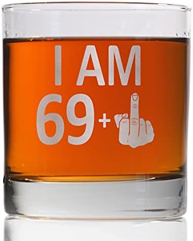 Ben 69 artı 1 Viski bardağı-Komik Alaycı Parmak 70. Doğum Günü Hediyesi