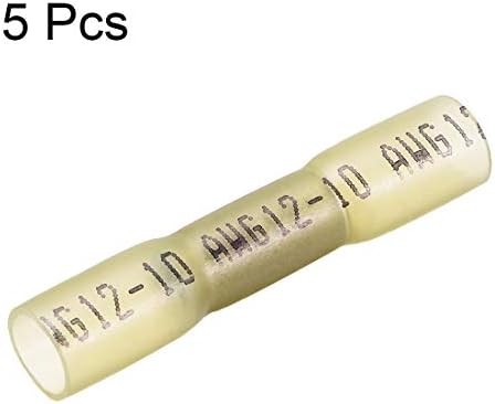 uxcell ısı Shrink tel konnektörler-su geçirmez tel konnektörler düz tel sıkma konnektörleri sarı için 12-10 AWG, 5 Adet